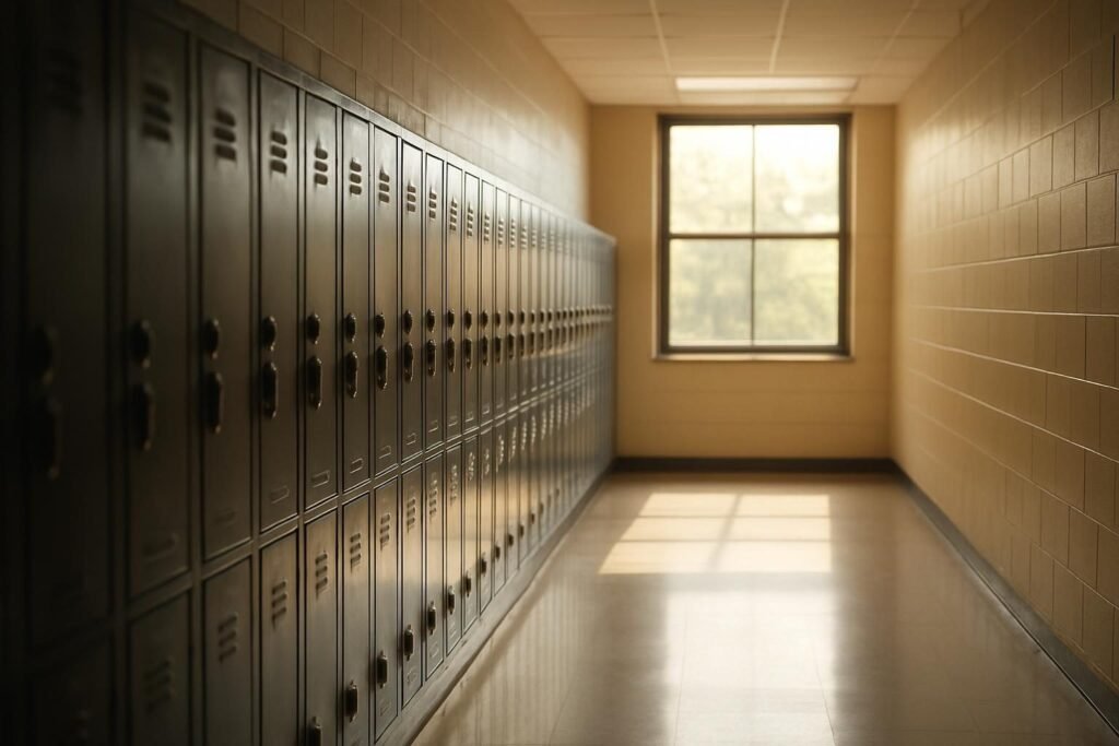 Empty public school hallway reflecting the themes in a savage inequalities summary