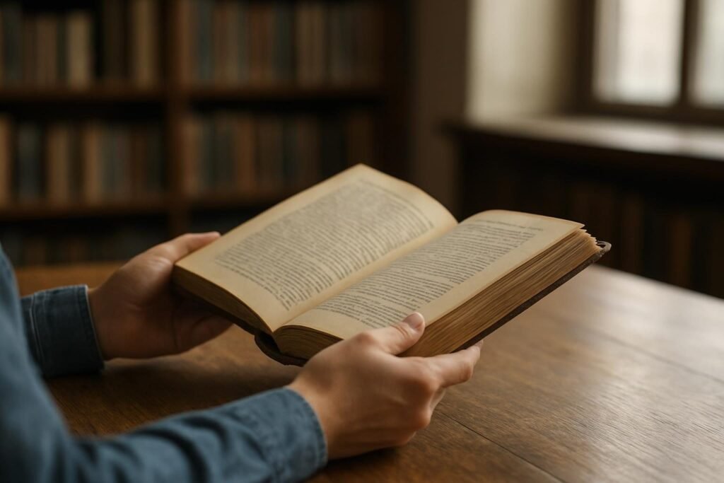 Hands holding an open history book, representing a Stamped from the Beginning summary