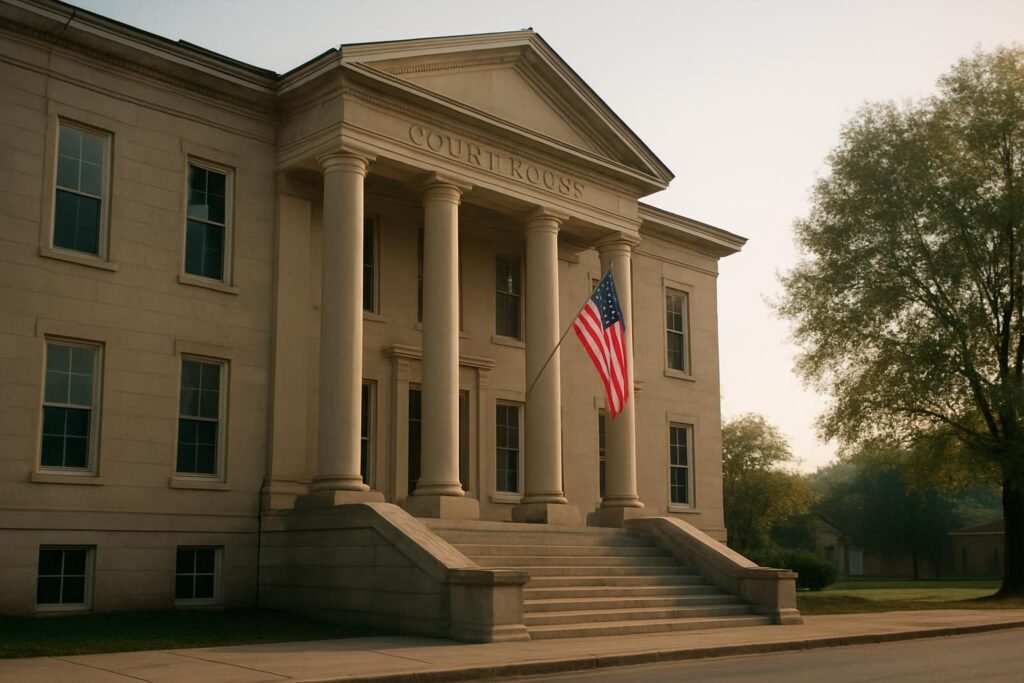 Courthouse steps in morning light, a setting for the civil rights movement timeline and its legal battles