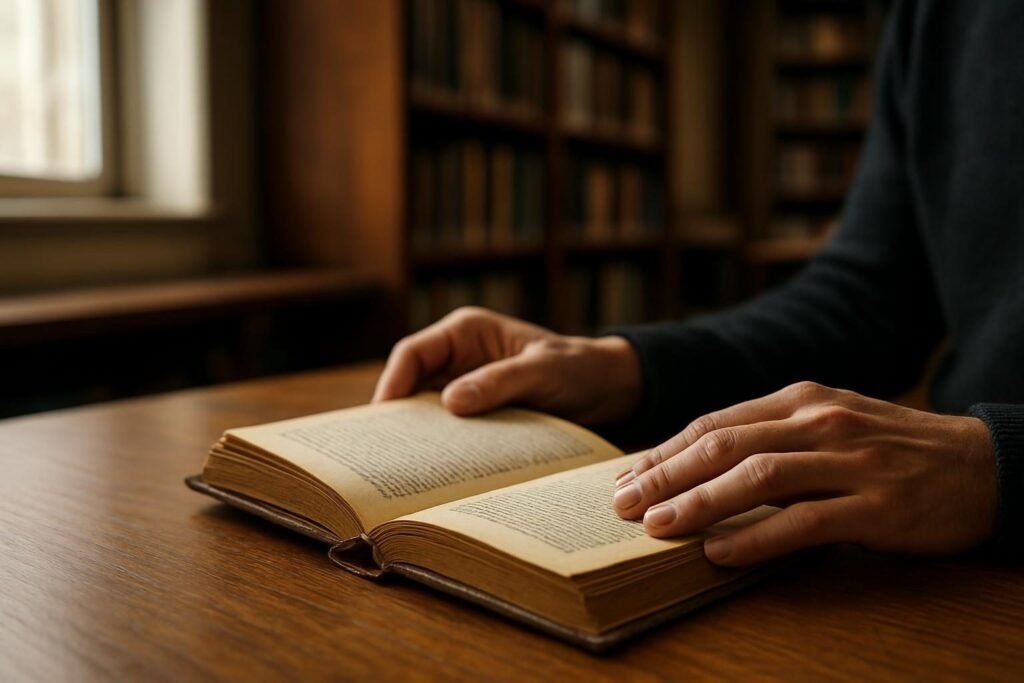 Hands holding a worn book, reflecting The Mis-Education of the Negro summary and Woodson's ideas