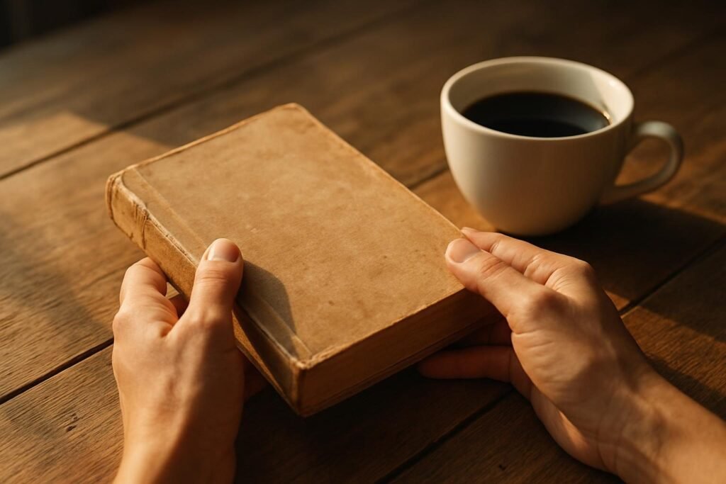 Hands holding a worn paperback, the kind of book behind a true believer summary of Eric Hoffer