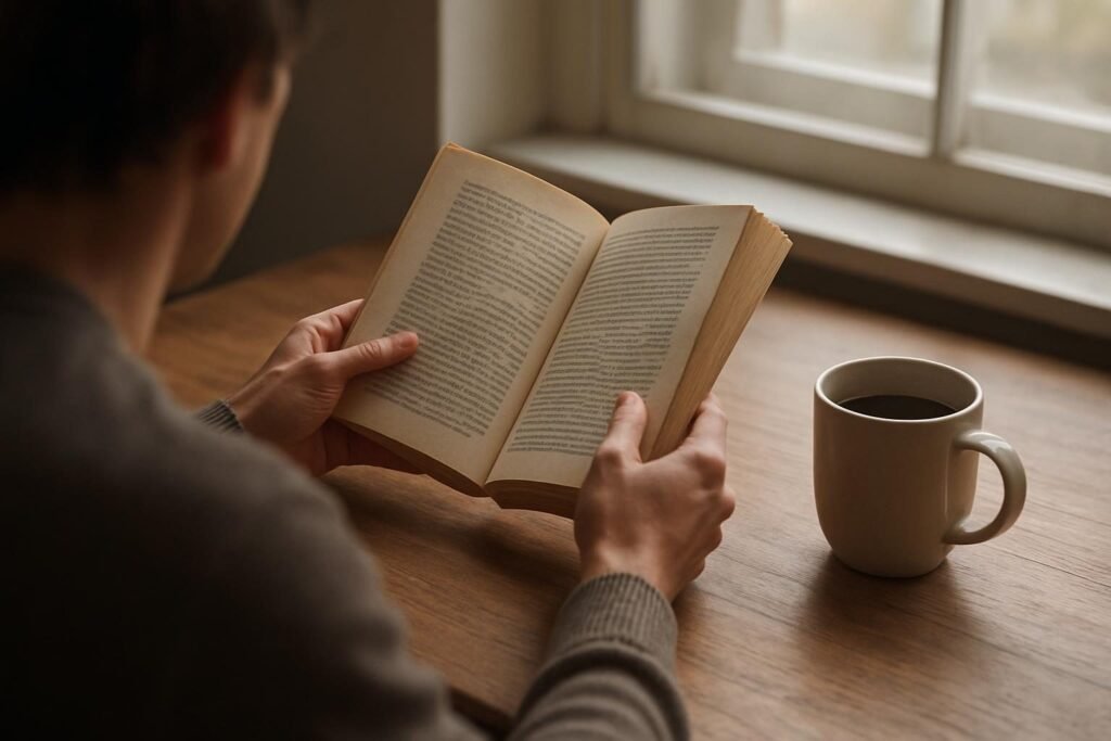 Hands holding a worn paperback while reading about The Warmth of Other Suns summary and the Great Migration