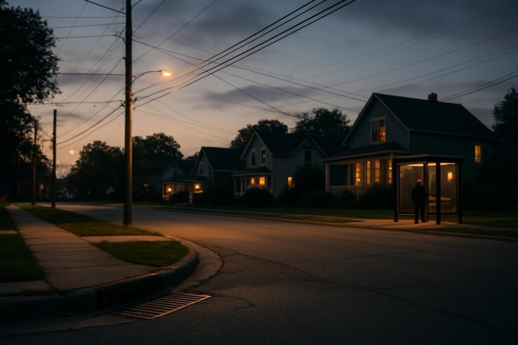 Quiet neighborhood street at dusk illustrating what is systems thinking in everyday civic life